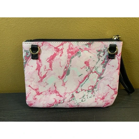 Betsey Johnson Small Marbled Pink Gray Small Purse Wristlet Strap - Picture 4 of 8